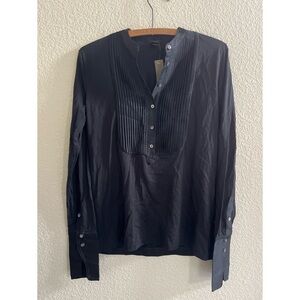 NWT J Crew Black Satin Tuxedo Bib Long Sleeve Women’s Size XS